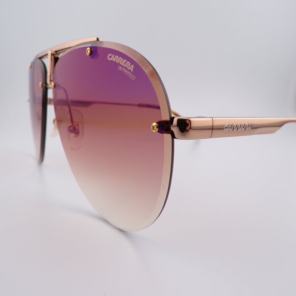 Carrera Rimless Gradient Aviator Pilot Shades, Gold Copper Blue Mirror 1032S A8 - Picture 10 of 14